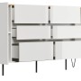 Posseik Sideboard Industrial R, weiß/Eiche, 200 cm breit, mit 6 Schubladen und 2 Türen.