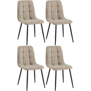4er Set Esszimmerstühle Tilde in Taupe mit Cordbezug und schwarzen Metallbeinen, modern gepolstert.