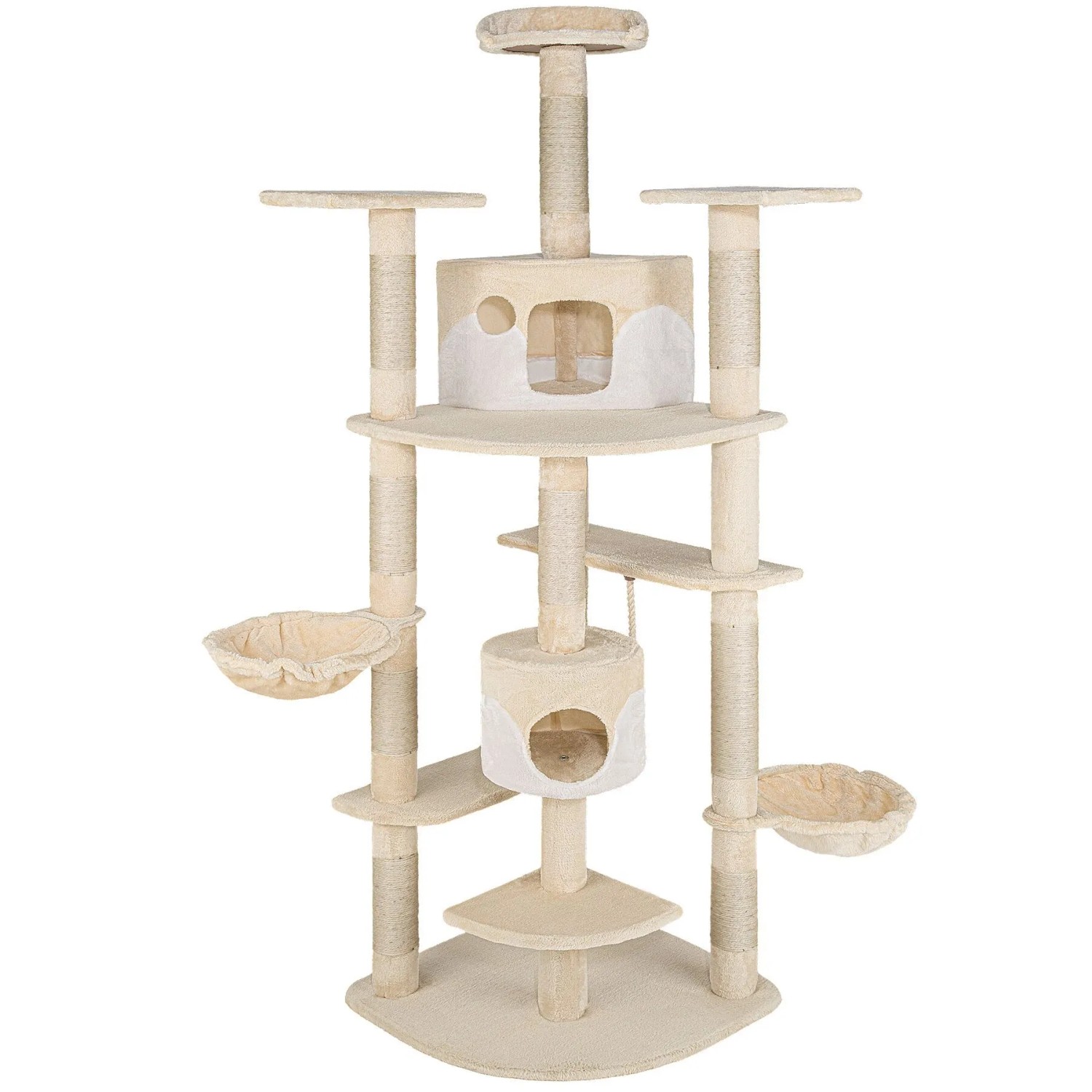 Tectake Kratzbaum Fippi 201 cm Sisal  140 x 68 x 201 cm Beige Weiß