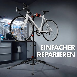 KARAT Fahrrad Montageständer Lois mit Fahrrad, höhenverstellbar, bis 30 kg Tragkraft.