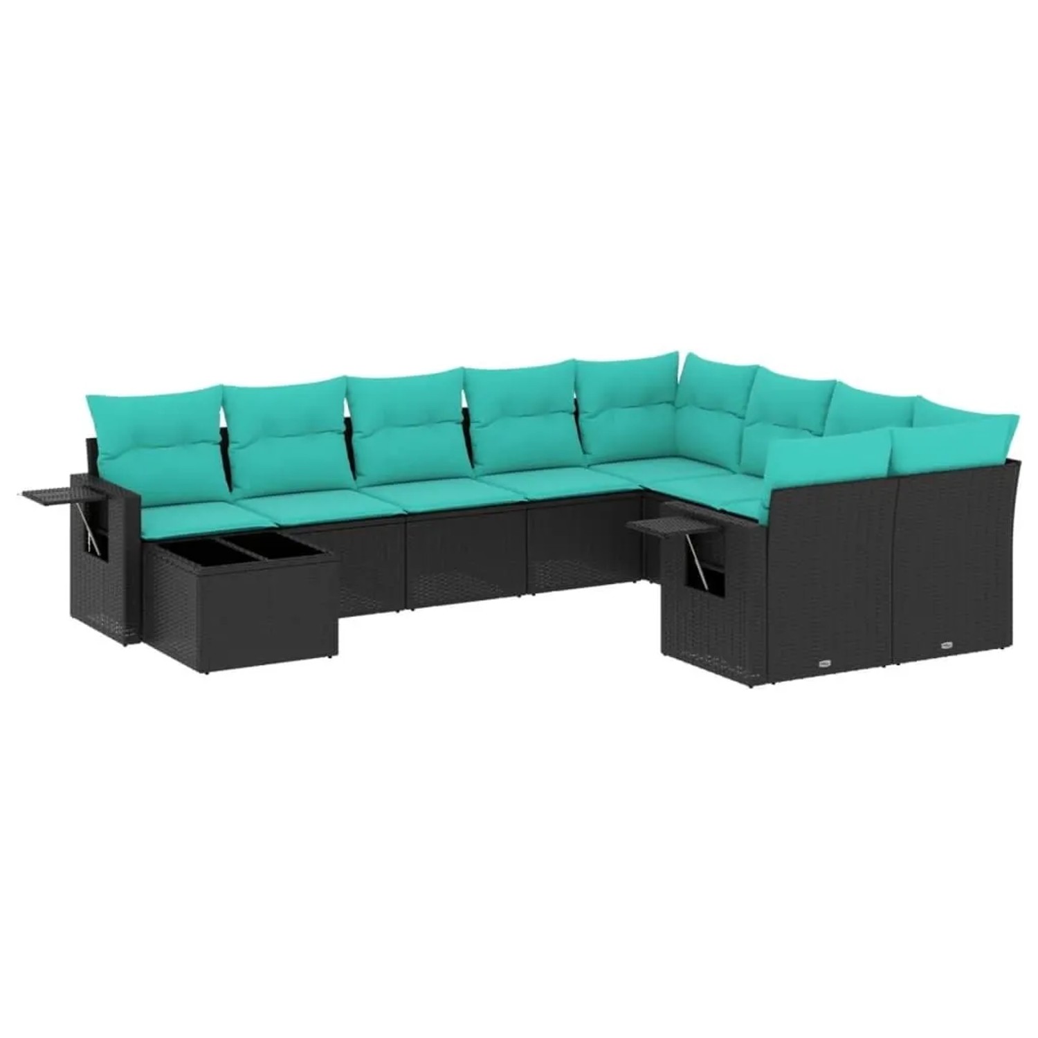vidaXL 10-Tlg Gartensofa-Set mit Kissen Schwarz Polyrattan 3220656 günstig online kaufen