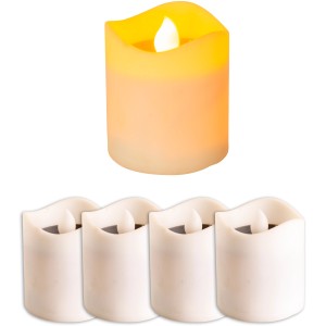 4er Set LED Solar Kerzen mit Flammeneffekt, orangefarbenes Licht für den Außenbereich.