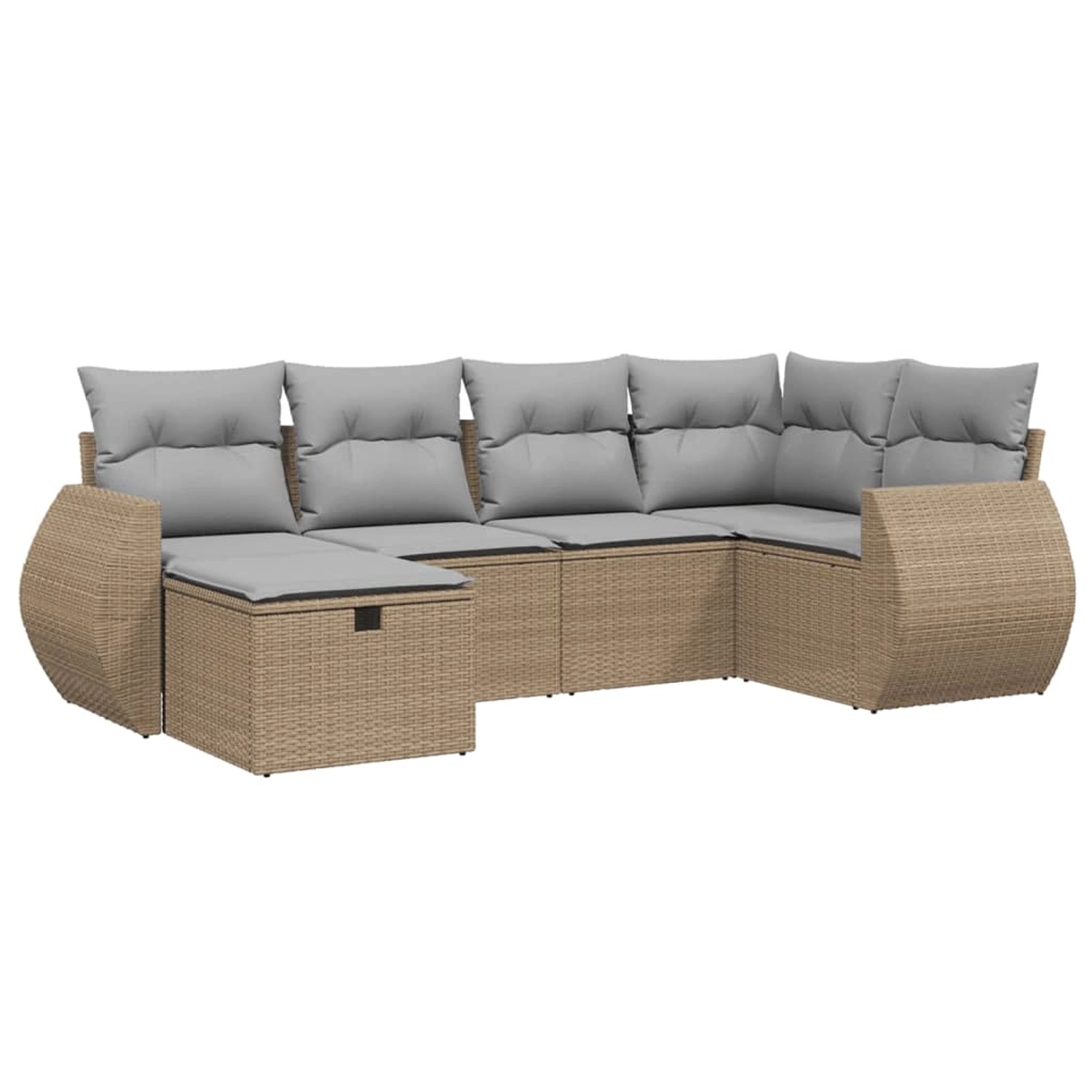 vidaXL 6-Tlg Garten-Sofagarnitur mit Kissen Beige Poly Rattan 3264105 günstig online kaufen