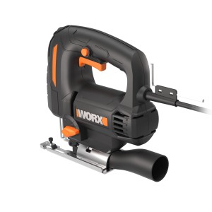 Worx Stichsäge WX463, 550 W, orange-schwarz, mit Staubabsaugung und verstellbarer Grundplatte.