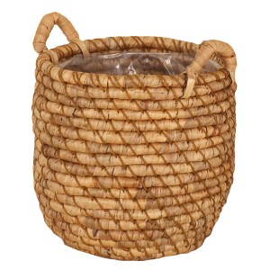 Naturfarbener Korb Ø 30 cm mit Griffmulden, ideal als Übertopf für Pflanzen im Innenbereich.