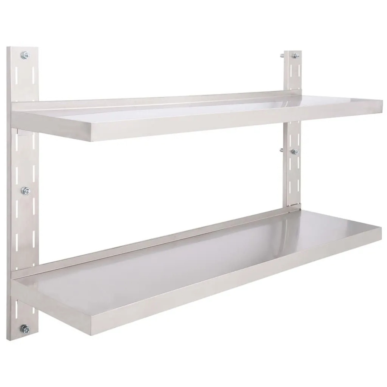 vidaXL Wandregal mit 2 Ablagen Edelstahl 120x30 cm 51048