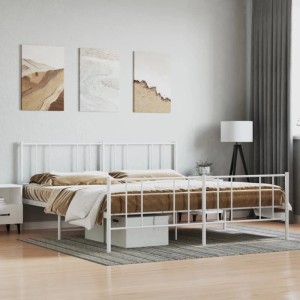 vidaXL Bettgestell mit Kopfteil und Fußteil Metall Weiß 200x200 cm 352554