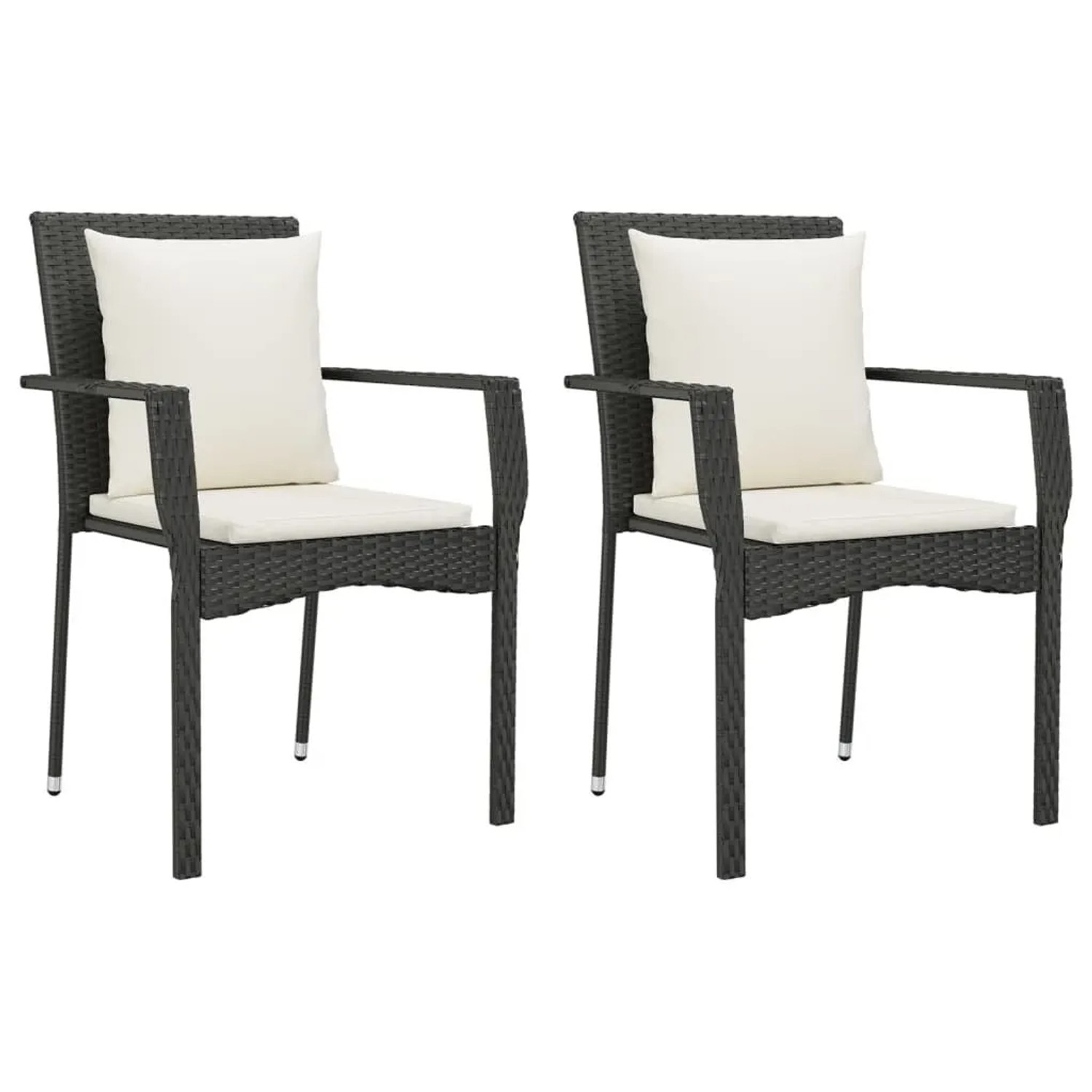 Furnicato Gartenstuhl Schwarz Poly Rattan 59x54x88 Cm