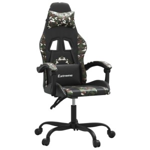 Drehbarer Gaming-Stuhl von vidaXL in Schwarz und Tarnfarben mit Kunstlederbezug.