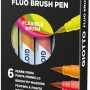 Giotto Turbo Fasermaler Soft Brush Neon, 6 Stifte mit Pinselspitze im Set.