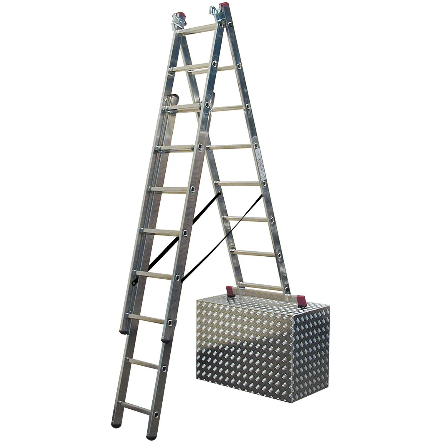 Krause Corda Vielzweckleiter 3 x 8 Sprossen in Treppenversion, Aluminium.