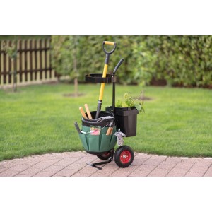 Westmann Gartenwagen Universal mit Gartengeräten und Zubehör. Praktische Gartenkarre für Ordnung und Transport.