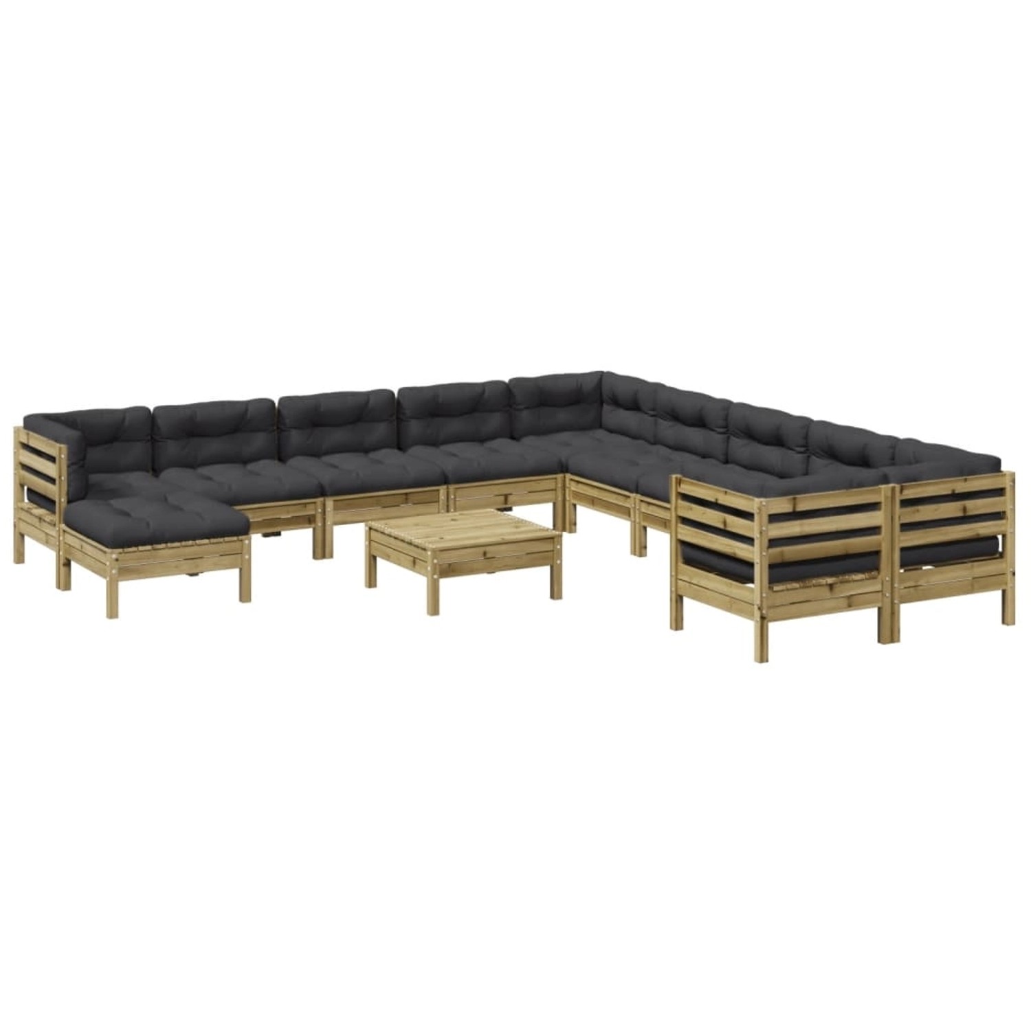 vidaXL 12-Tlg Garten-Sofagarnitur mit Kissen Kiefernholz Imprägniert 329965 günstig online kaufen