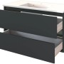 Held Möbel Einzelwaschtisch Verona, 100 cm, Grau Matt, mit Softclose und zwei offenen Schubladen.
