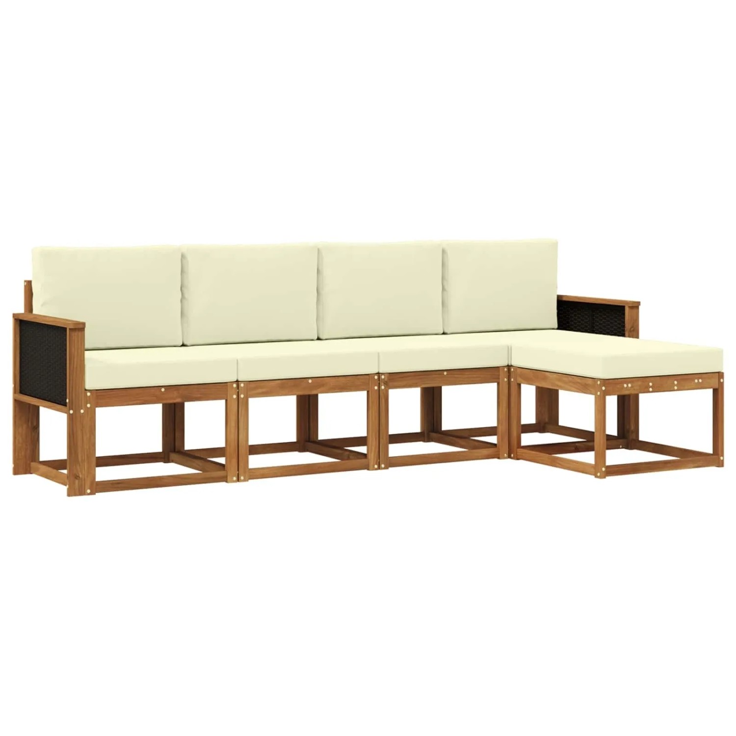 vidaXL Outdoor-Sofagarnitur 5 Stk Natur und Creme Polyester 3385121
