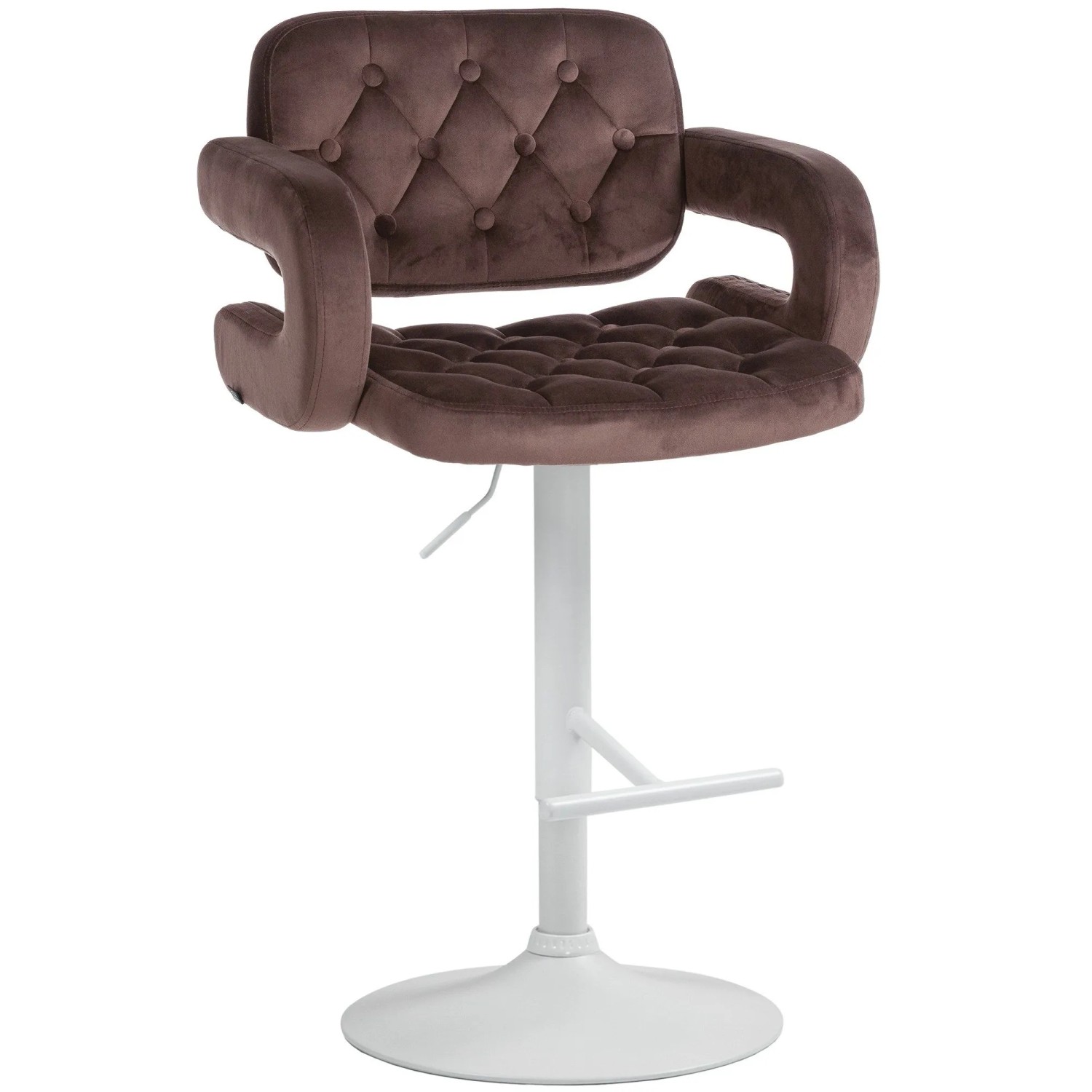DELUKE Barhocker BURID Samt Braun 62x55x103cm Weiß Barstuhl Mit Lehne Tresenhocker Tresenstuhl