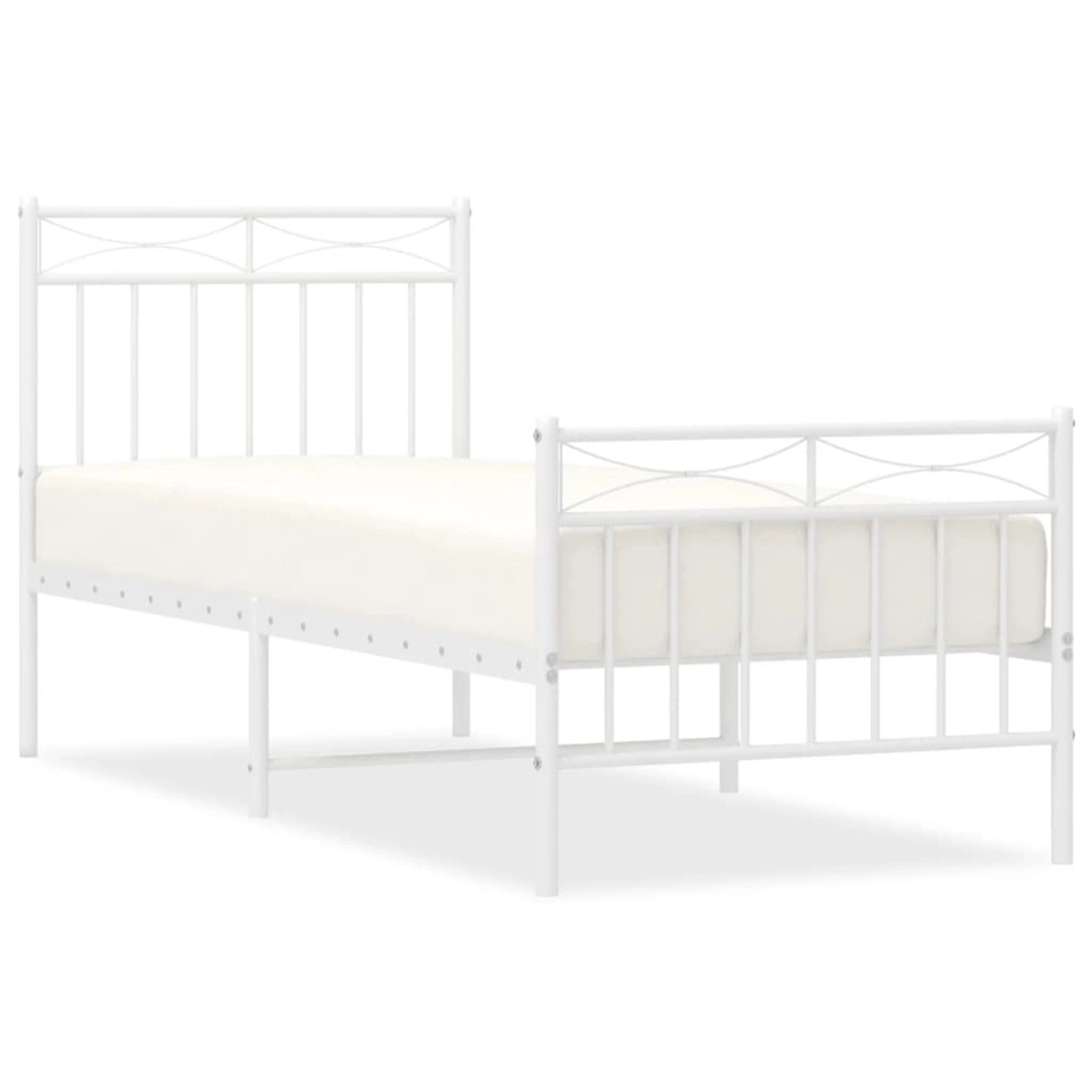 vidaXL Bettgestell mit Kopf- und Fußteil Metall Weiß 75x190 cm 373748 günstig online kaufen