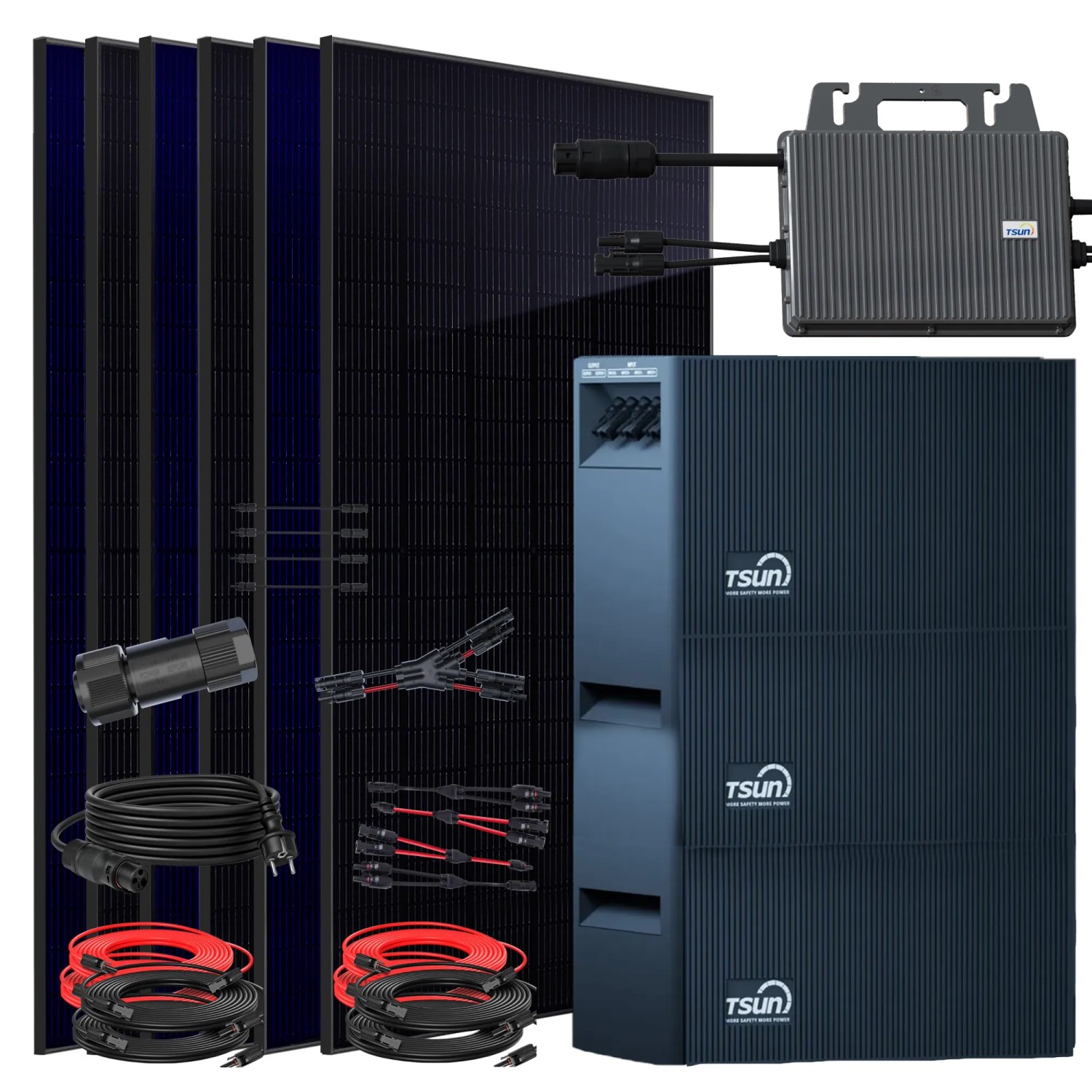 SUNNIVA Balkonkraftwerk 3000W mit TSUN DCU2000Lite 6,03kWh Solarspeicher Wechselrichter inkl.5m Kabel 6x 500W Solarmodul...