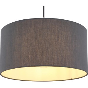 Globo Hängeleuchte Sanna, 40cm, anthrazitfarbener Textilschirm, Nickel matt.