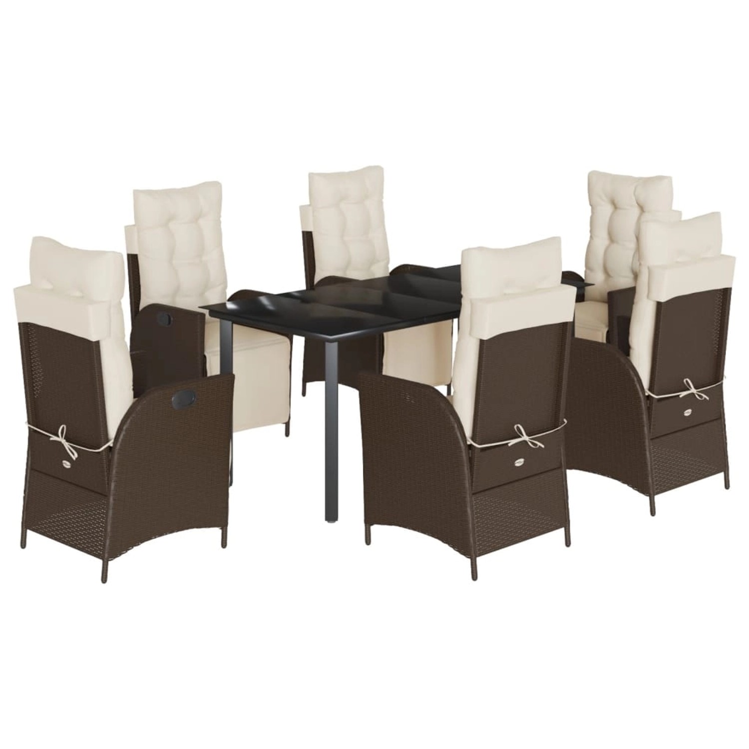 vidaXL 7-Tlg Garten-Essgruppe mit Kissen Braun Poly Rattan 3213417 günstig online kaufen