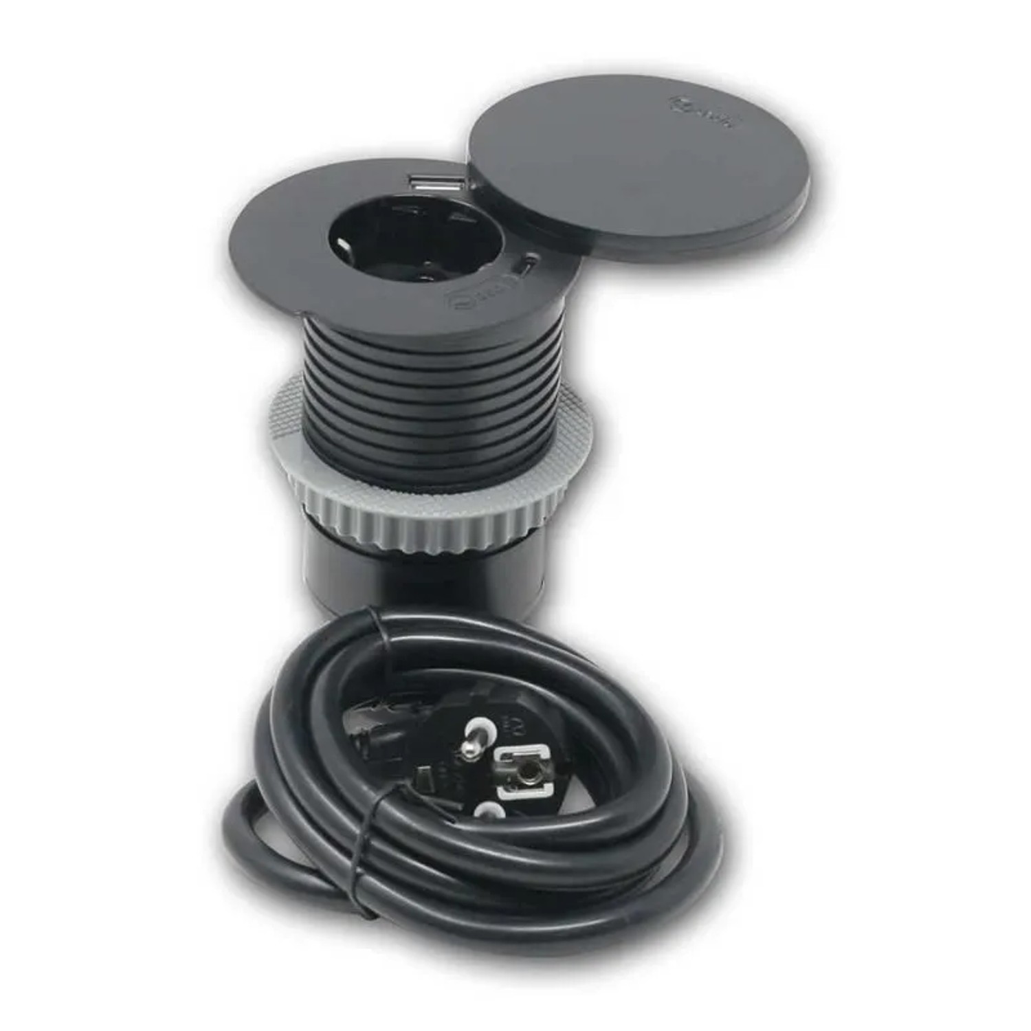 world-trading-net Möbel-Einbau-Steckdose Ø6cm Qi-Deckel + USB-A C