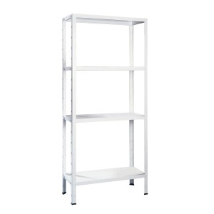 Weißes Schulte Steckregal, 180x100x50 cm, mit 4 Böden. Ideal für Keller, Garage oder Werkstatt.