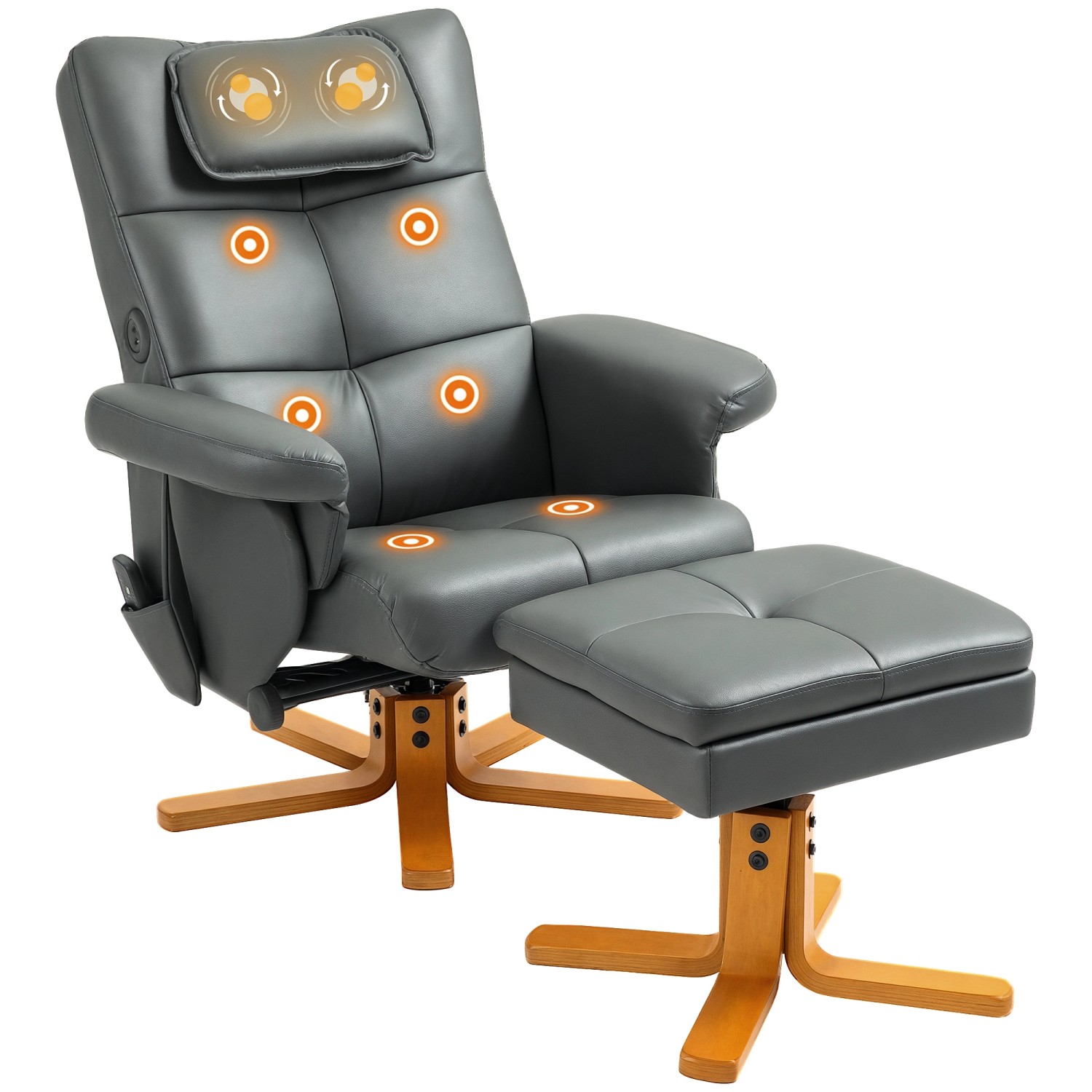 HOMCOM Massagesessel Kunstleder Schaumstoff Dunkelgrau 78L x 86B x 93H cm