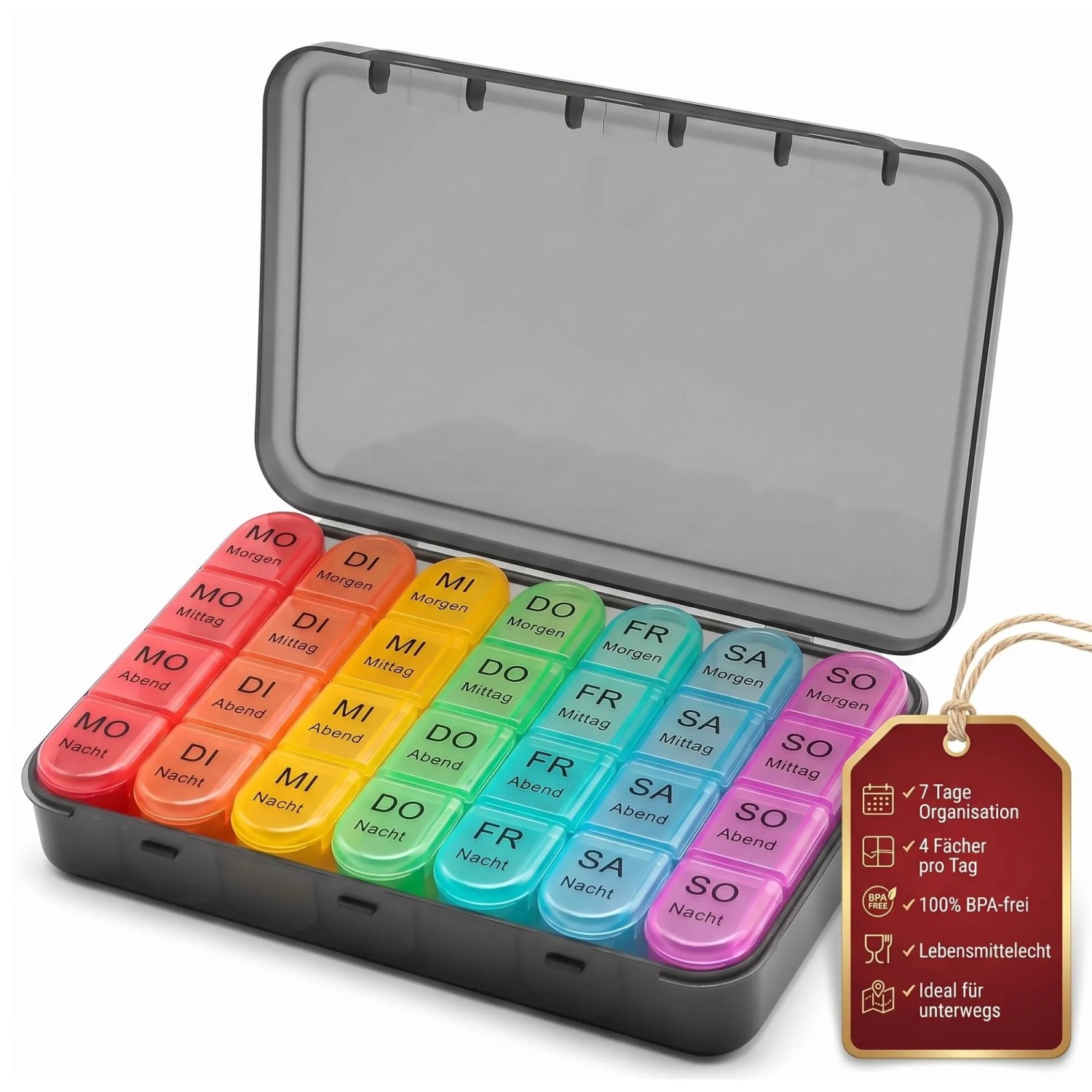 BigDean Tablettenbox 7 Tage 4 Fächer Pro Tag Tragbar