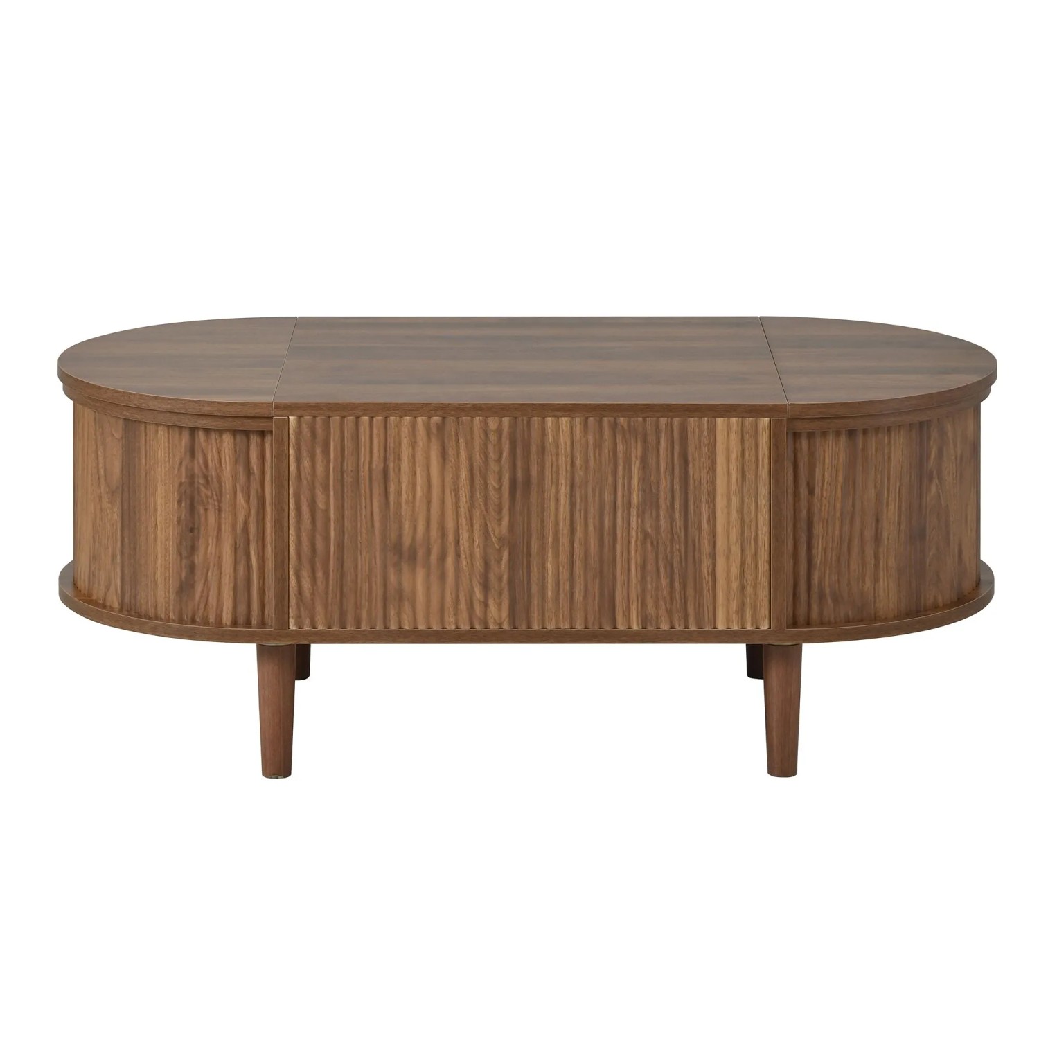 ModernLuxe Couchtisch Oval Höhenverstellbar Vintage mit Stauraum MDF Braun