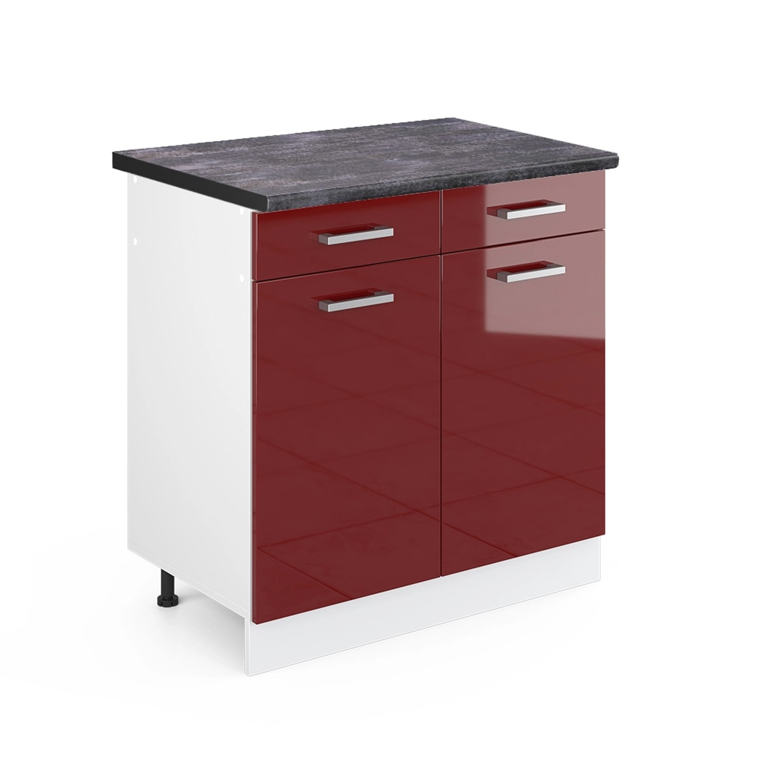 Vicco Küchenunterschrank R-Line Bordeaux Hochglanz/Weiß 80 cm AP Anthrazit