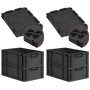PROREGAL SuperSparSet: 4 schwarze Euroboxen mit Deckel, 44 Liter, für Lagerung und Transport.