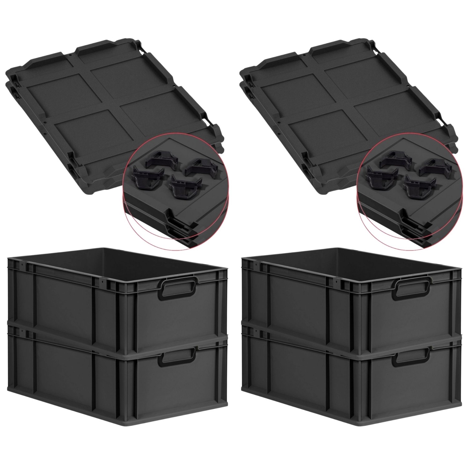 PROREGAL SuperSparSet 4x Eurobox Nextgen Color Mit Auflagedeckel HxBxT 22x4 günstig online kaufen