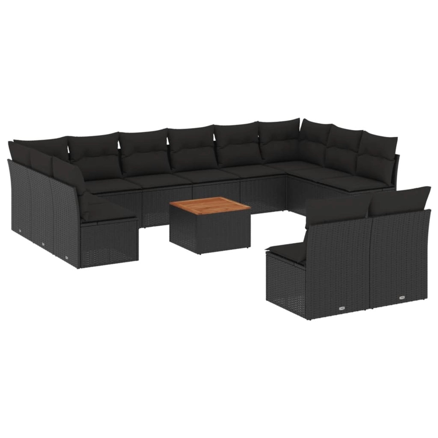 vidaXL 13-tlg Garten-Sofagarnitur mit Kissen Schwarz Poly Rattan Modell 31 günstig online kaufen