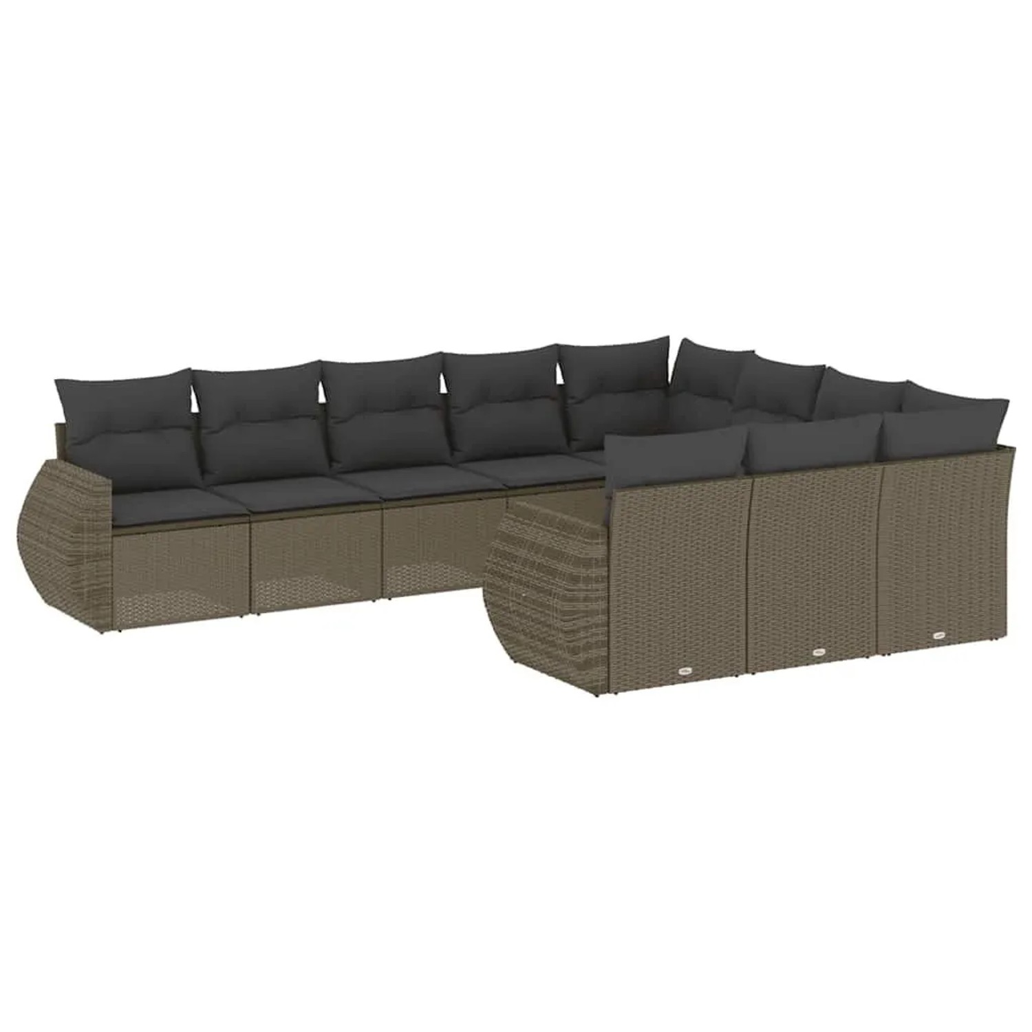 vidaXL 10-Tlg Garten-Sofagarnitur mit Kissen Hellgrau Poly Rattan 3221891 günstig online kaufen