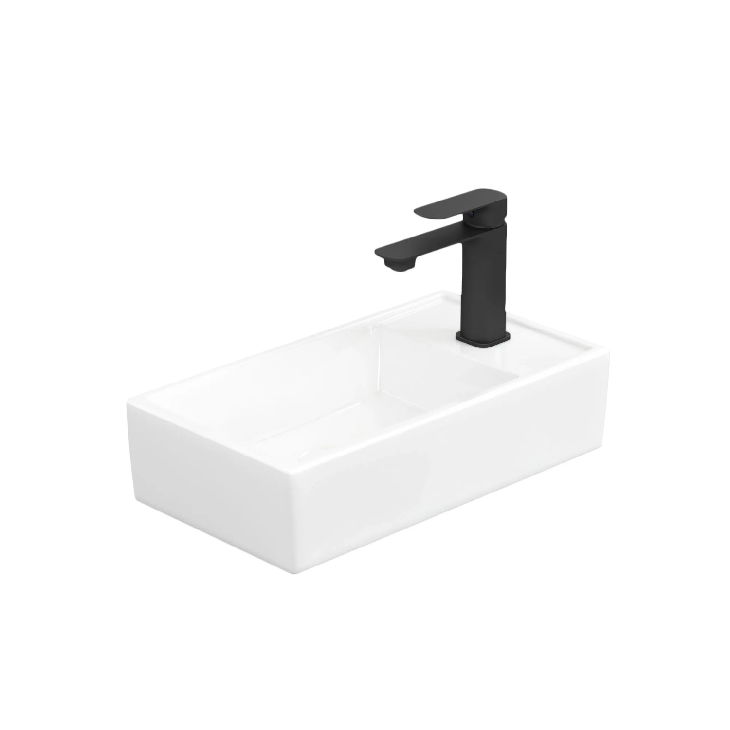 Emke Aufsatzwaschbecken 40x22x10cm Keramik Weiß Kleines Waschbecken Bad