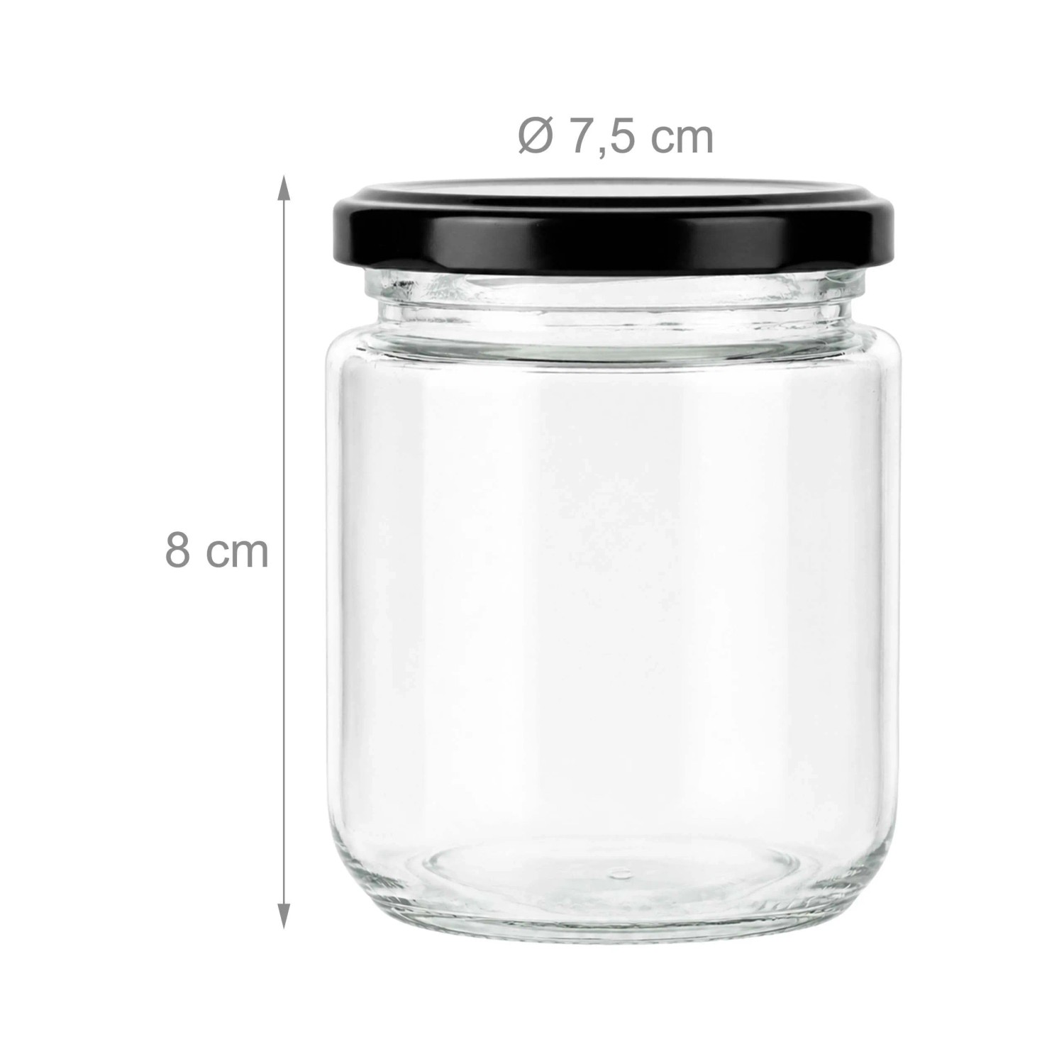 Relaxdays Einmachgläser 10er Set Glas Metall Transparent Schwarz Luftdicht Twist-Off 200 ml 8 cm x 7,5 cm_4