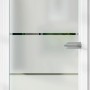 Glasdrehtür mit Siebdruck Dekor, ESG Floatglas, DIN links. Lichtdurchlässige Tür für Innenräume.