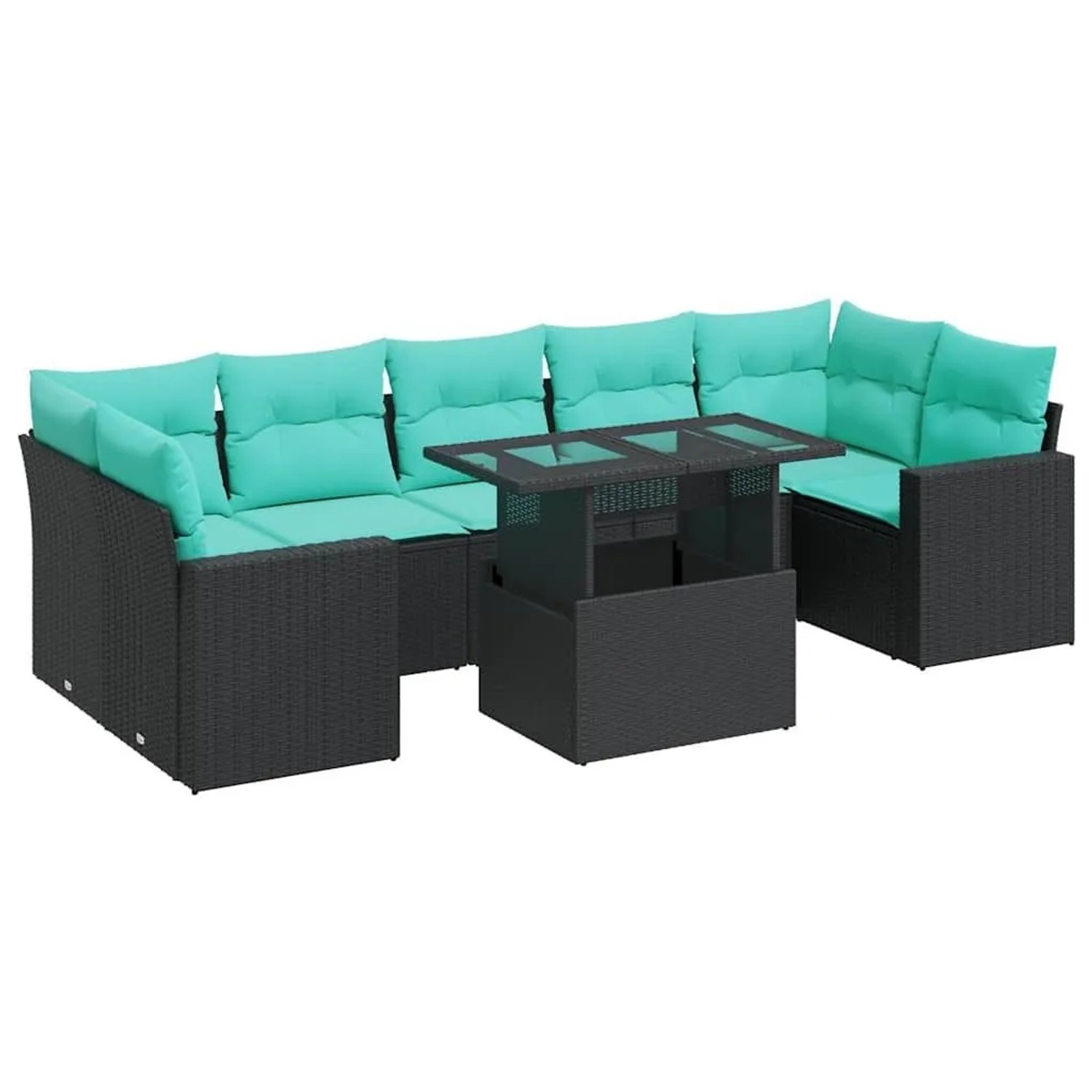 vidaXL 8-Tlg Garten-Sofagarnitur mit Kissen Schwarz Poly Rattan 3326278