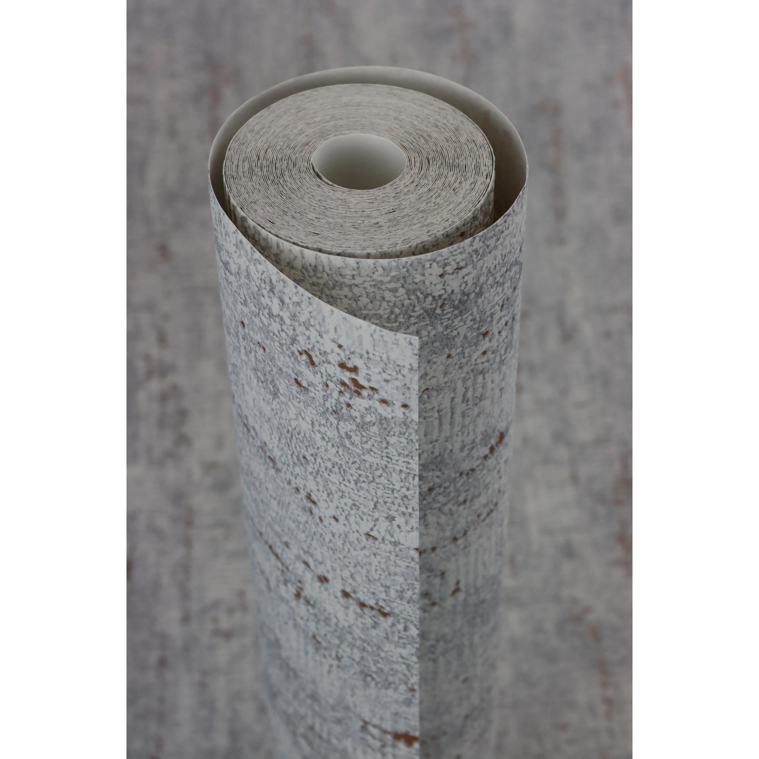 Rolle Rasch Vliestapete Tapetenwechsel II 506914, Uni Grau mit Betonstruktur.