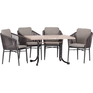 Acamp Gartenmöbel-Set Manhattan: 4 Stapelsessel, 1 Tisch Boulevard 120x80 cm, anthrazit.