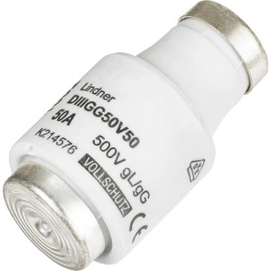 Träge Schmelzsicherung DIII/E33 50A, 5er-Pack für Transformatoren und Kleinmotoren.