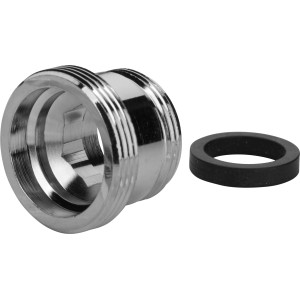 Verchromtes Neoperl Reduzierstück M18 x M22 mit Dichtungsring für Mischdüsen.
