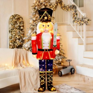 Große, beleuchtete Nussknacker Figur (157cm) als Weihnachtsdeko für Innen & Außen.