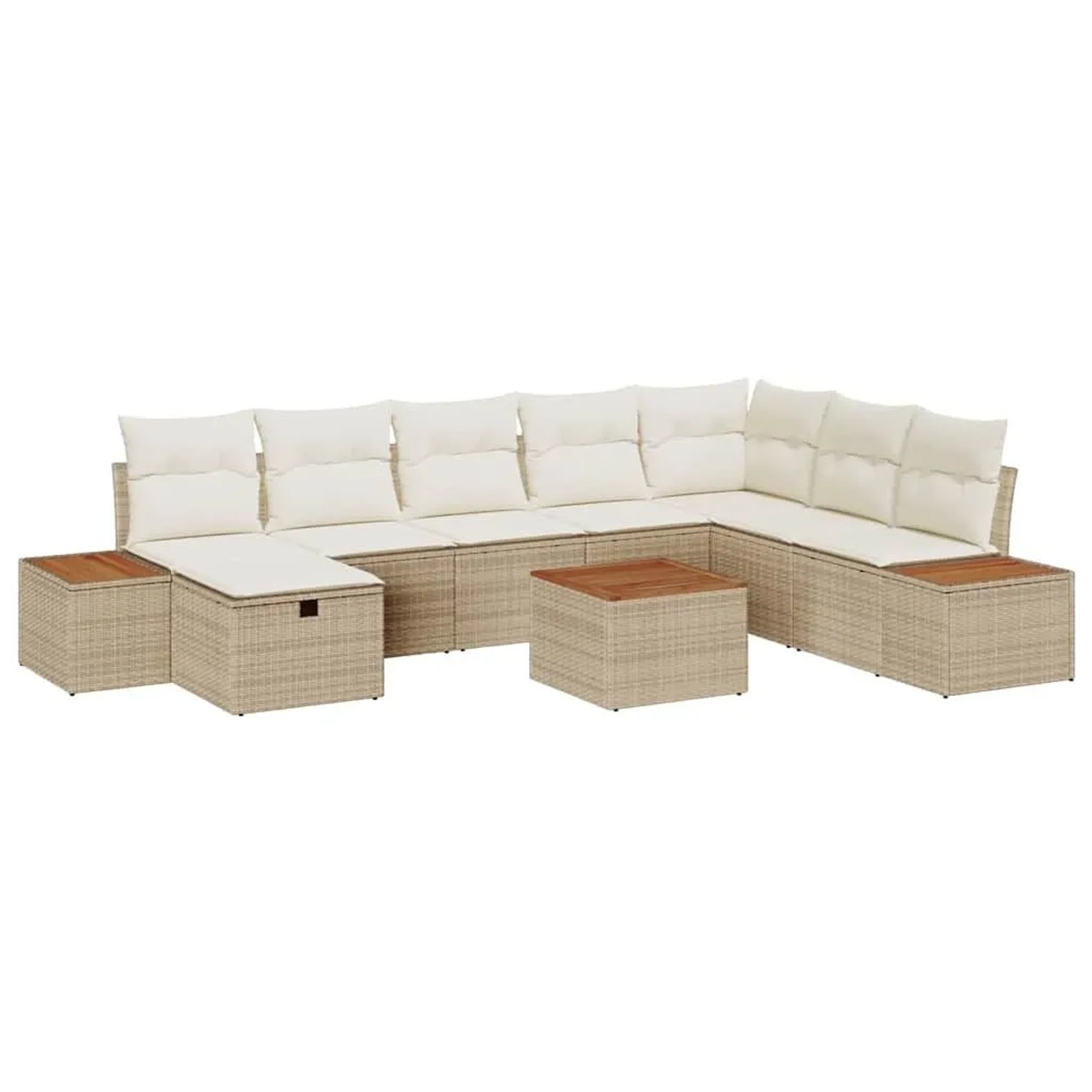 vidaXL Gartensofa-set mit Kissen mit Speicher 9-Tlg Beige Poly-Rattan 33609 günstig online kaufen