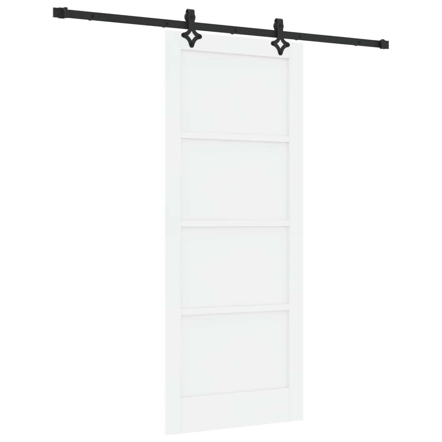 vidaXL Schiebetür Weiß und Schwarz 83 x 202 cm Massives Kiefernholz 3445515