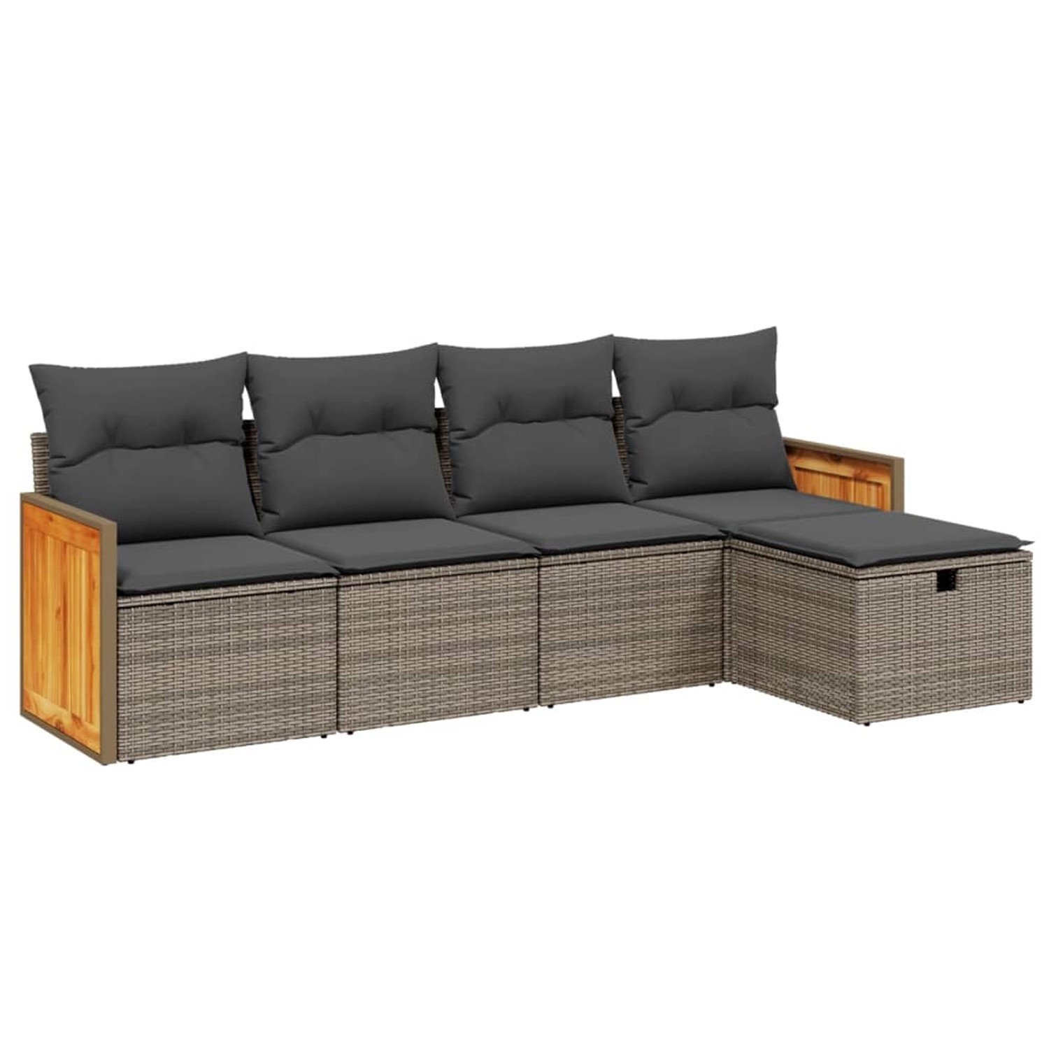 vidaXL 5-Tlg Garten-Sofagarnitur mit Kissen Grau Poly Rattan 3265722 günstig online kaufen