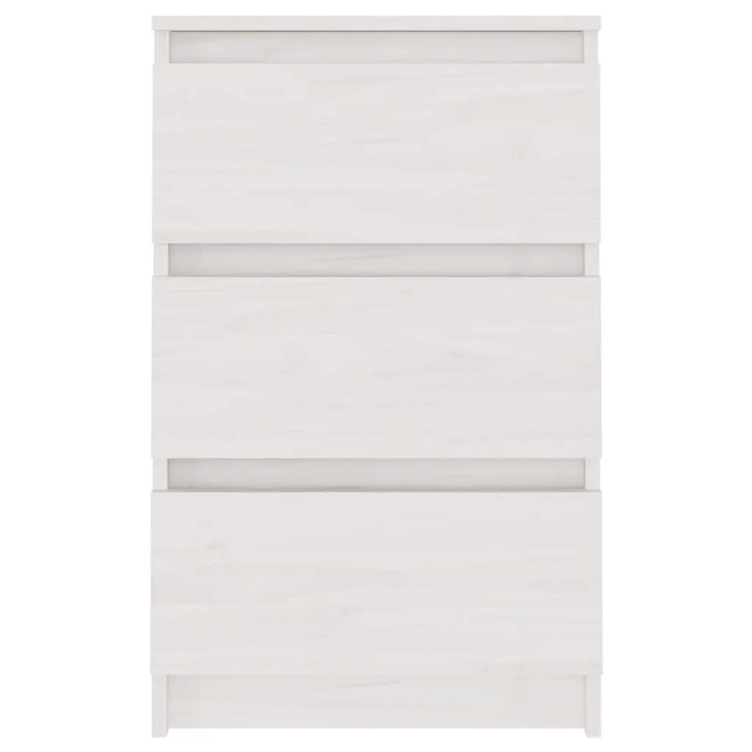 Weißer vidaXL Nachttisch aus Kiefernholz mit 3 Schubladen (40x29,5x64 cm).