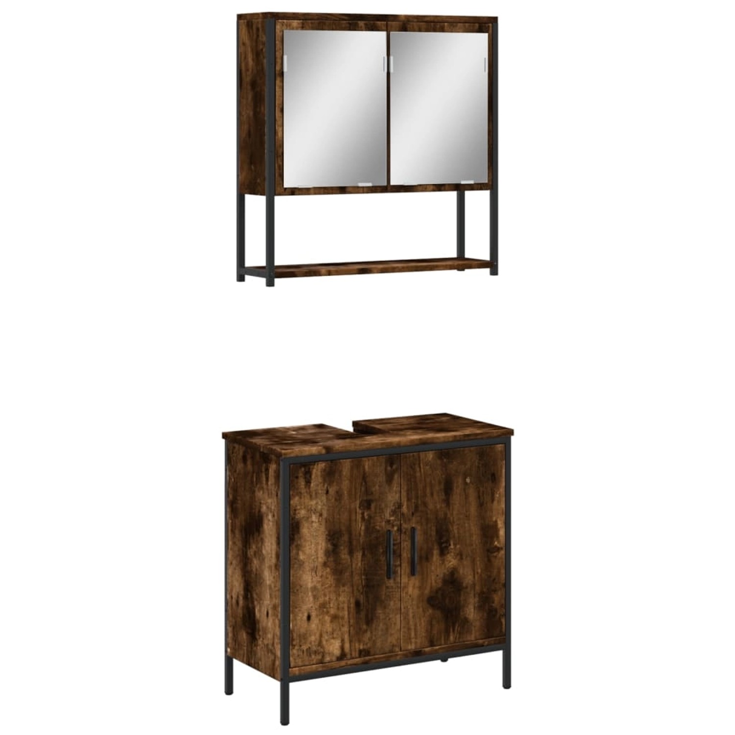 vidaXL 2-Tlg Badmöbel-Set Räuchereiche Holzwerkstoff 3214662 günstig online kaufen