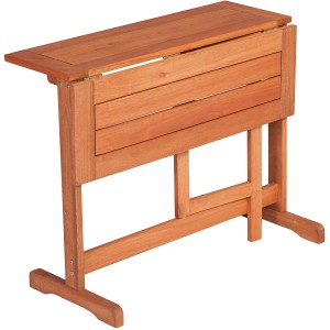 Klappbarer Balkontisch Porto aus Eukalyptusholz, platzsparend für kleine Balkone.