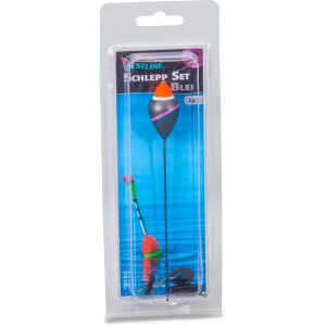 Westline Schlepp-Posen-Set Blei 3g in Blisterverpackung, bestehend aus Pose, Bleigewicht, Wirbel und Stopper.